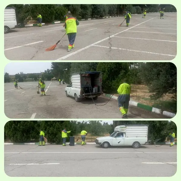 عملیات آماده سازی پهنه  تحویلی منطقه 15در حرم مطهر برای میزبانی از زائران