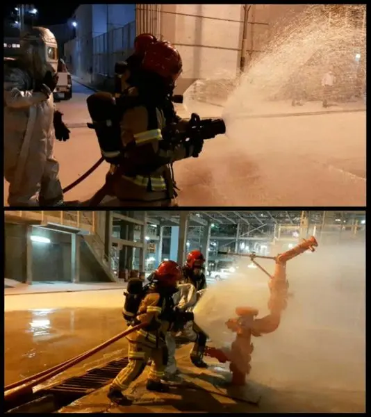 برگزاری مانور اطفاء حریق در پتروشیمی شهید تندگویان