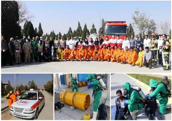 برگزاری مانور شرایط اضطراری نشت گاز کلر ، با حضور دستگاه های مختلف در تصفیه خانه فاضلاب شهرستان اراک