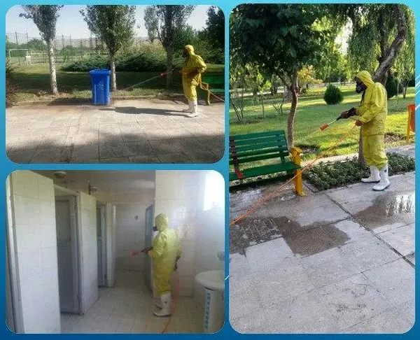 انجام تمهیدات مقابله با شیوع کرونا در پردیس بانوان منطقه15