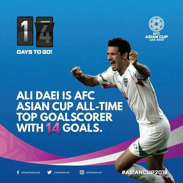 تصویر علی دایی در روز شمار جام ملت‎‌های آسیا