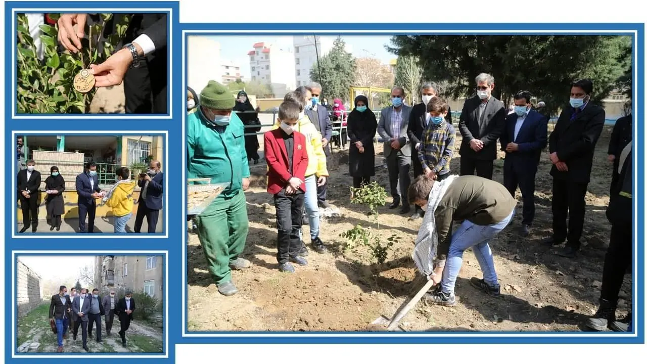نهال یادبود سردار شهید قاسم سلیمانی و ۲۰ دانش آموز برتر مدرسه بنی هاشم منطقه ۱۵ غرس شد
