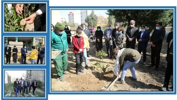 نهال یادبود سردار شهید قاسم سلیمانی و ۲۰ دانش آموز برتر مدرسه بنی هاشم منطقه ۱۵ غرس شد