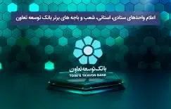 اعلام واحدهای ستادی، استانی، شعب و باجههای برتر بانک توسعه تعاون