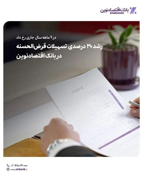 رشد ۳۰ درصدی  تسهیلات قرضالحسنه در بانک اقتصادنوین