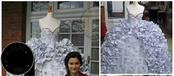 دوخت لباس عروس با 1500 برگه دادخواست طلاق+عکس