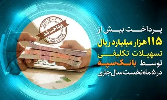 پرداخت بیش از 115 هزار میلیارد ریال تسهیلات تکلیفی توسط بانک سپه در 5 ماه نخست سال جاری