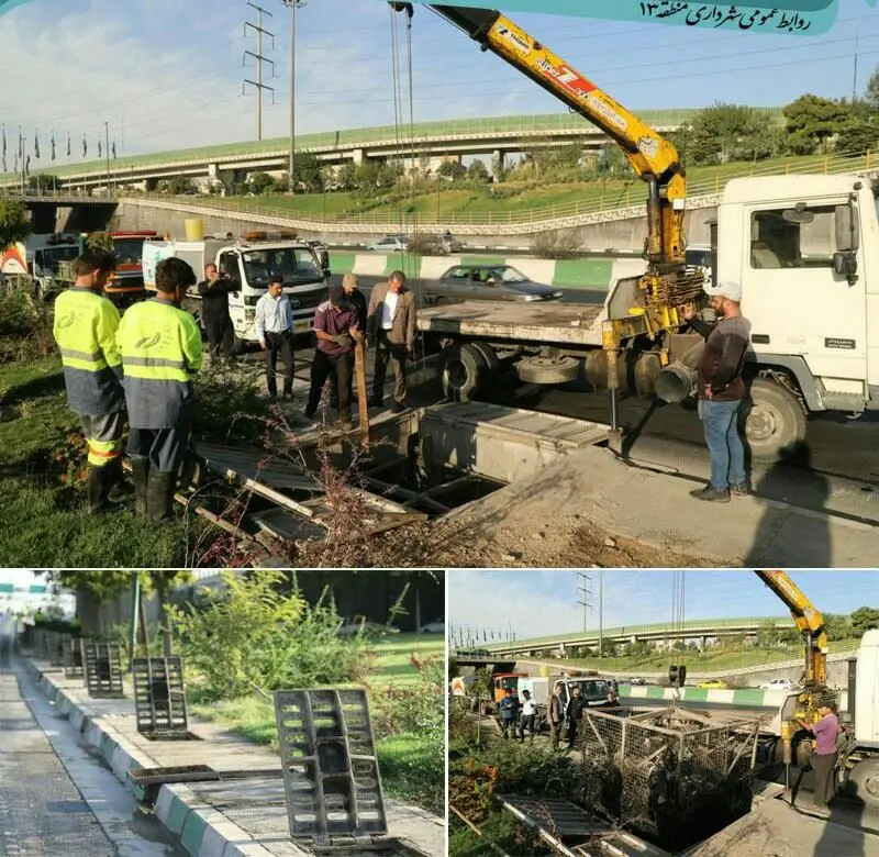 رفع نقاط آبگیر در معابر و بزرگراه های منطقه 13 

