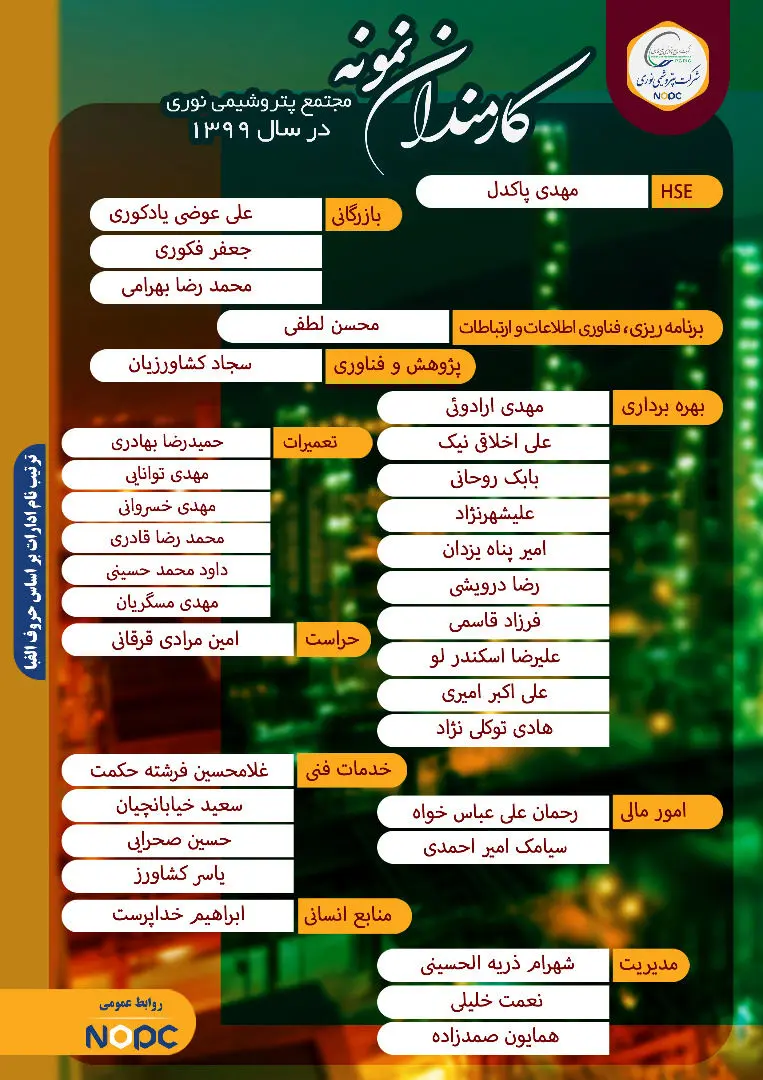 آیین تجلیل از کارمندان نمونه شرکت پتروشیمی نوری

