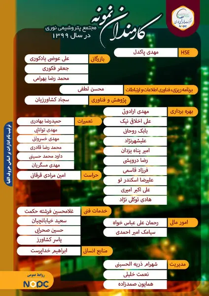 آیین تجلیل از کارمندان نمونه شرکت پتروشیمی نوری