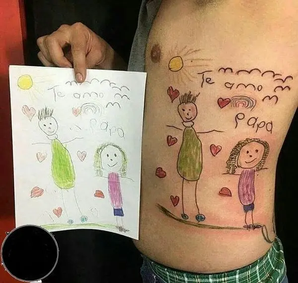 تتوی آخرین نقاشی فرزند روی بدن پدر+عکس