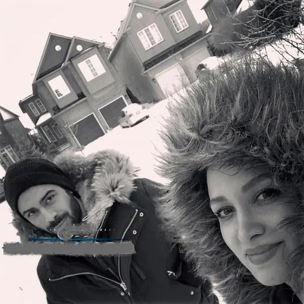 سلفی جالب خانم بازیگر و همسر مدلش در خارج از کشور
