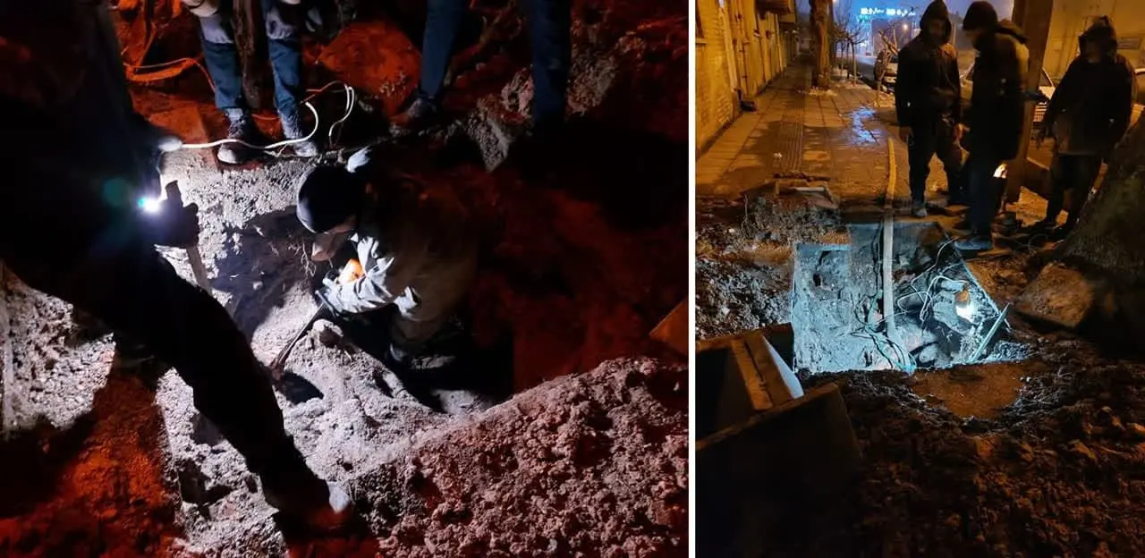 رفع شکستگی لوله آب چدنی در بین ریشه های قطور درختان قدیمی اراک

