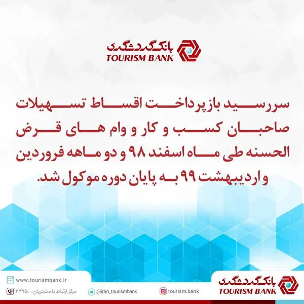 بازپرداخت اقساط تسهیلات صاحبان کسب و کار و وام های قرض الحسنه به پایان دوره منتقل خواهد شد

