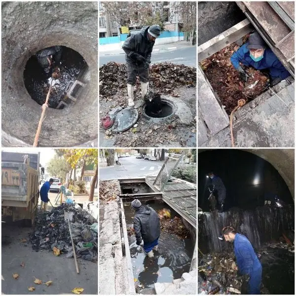 چهره تاثیرگذار کارگران شهرداری منطقه۶ داخل کانال آبهای سطحی