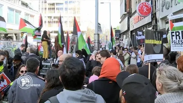 تظاهرات حامیان فلسطین مقابل سفارت رژیم صهیونیستی در لندن