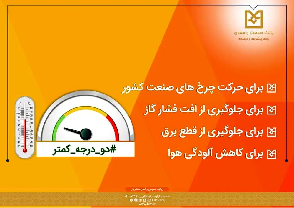 بانک صنعت و معدن به پویش “دو درجه کمتر” پیوست