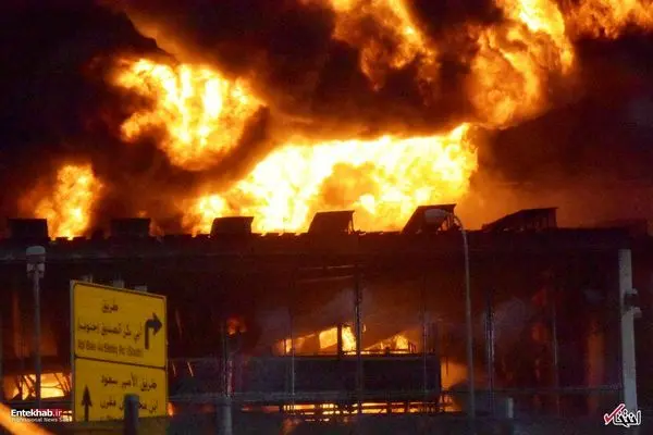 آتش سوزی در نیروگاه برق ریاض+عکس