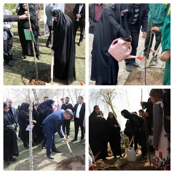 کاشت نهال به یاد شهدای ۸ سال دفاع مقدس و آتش نشان