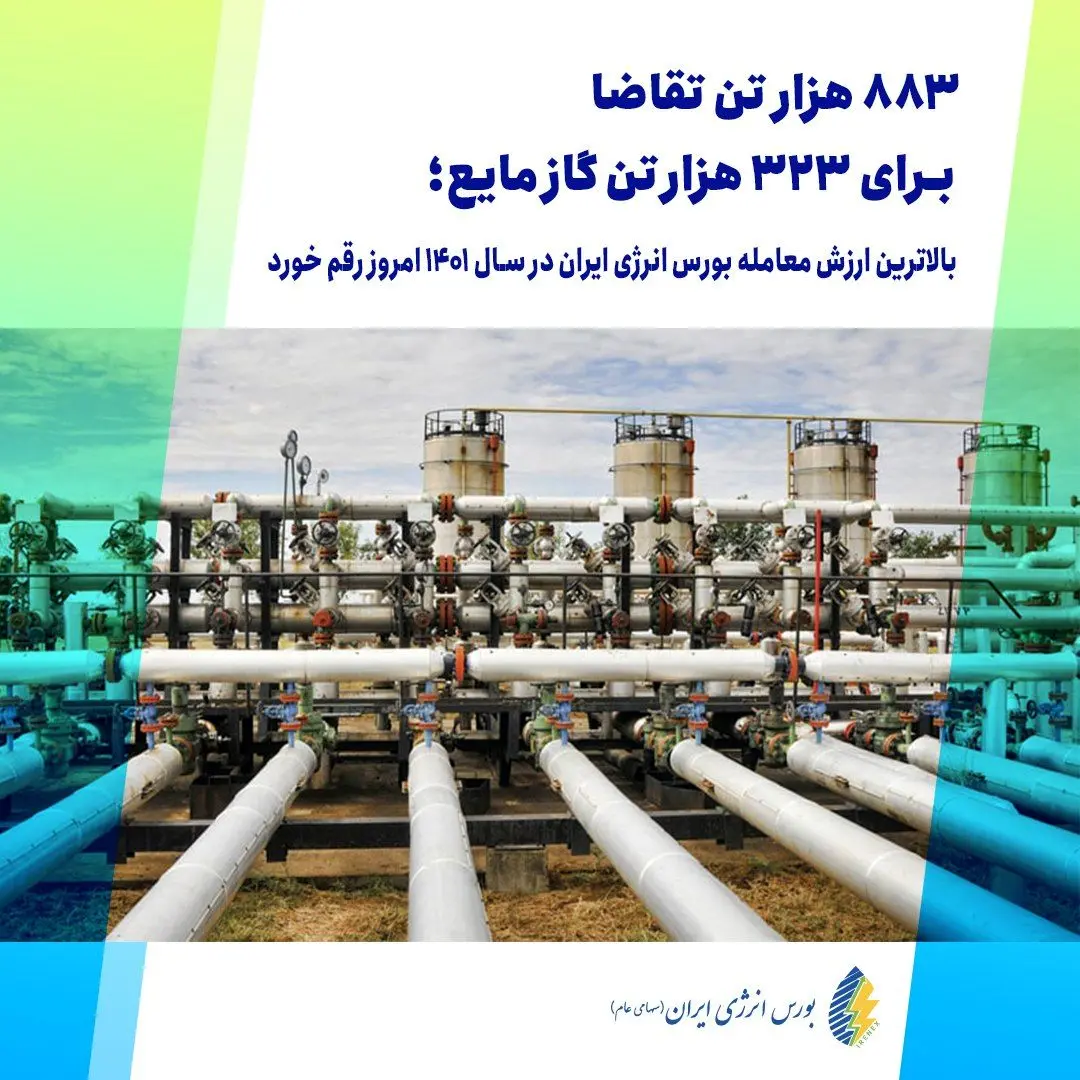 بالاترین ارزش معامله بورس انرژی ایران در سال ۱۴۰۱ دیروز رقم خورد