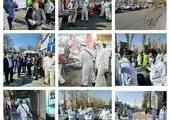ضد عفونی و گندزدایی پهنه جنوبی خیابان ولیعصر (عج) توسط نیروهای سازمان پسماند