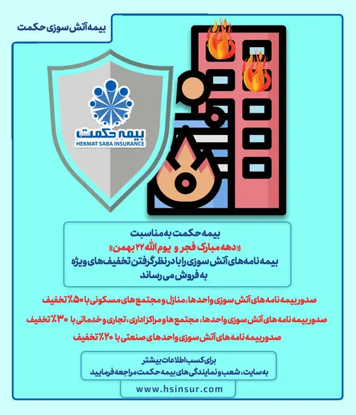 فروش بیمه نامه های آتش سوزی با تخفیفات ویژه به مناسبت دهه فجر