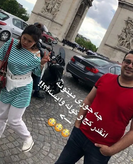 متلک گویی عجیب بازیگر ایرانی به زن خارجی بی حجاب! +عکس