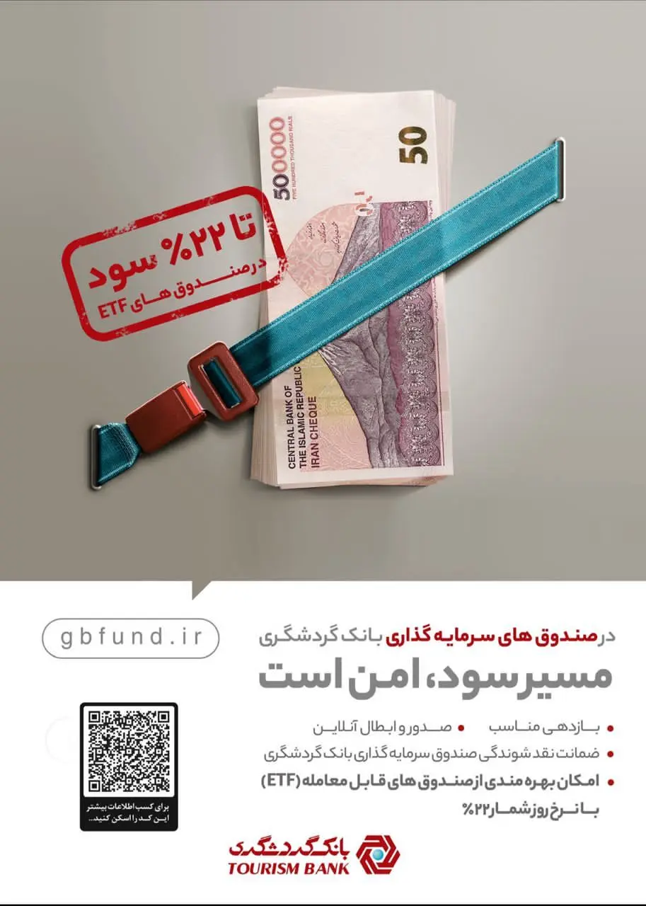 پرداخت سود روزشمار تا 22 درصد با ارائه صندوق‌های قابل معامله(ETF) بانک گردشگری 