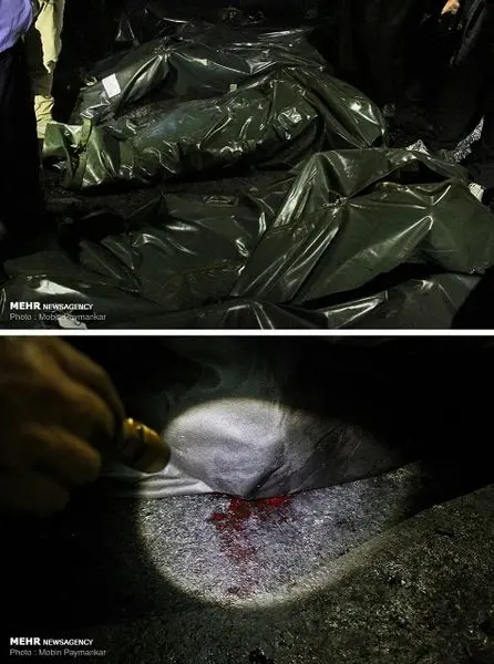 11 کیسه حاوی بقایای اجساد حادثه ترمینال سنندج +عکس