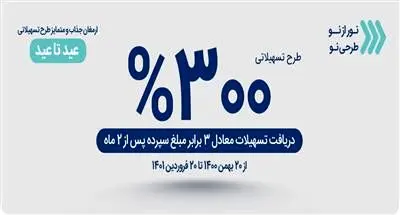 ارمغان جذاب و متمایز طرح تسهیلاتی عید تا عید موسسه اعتباری نور