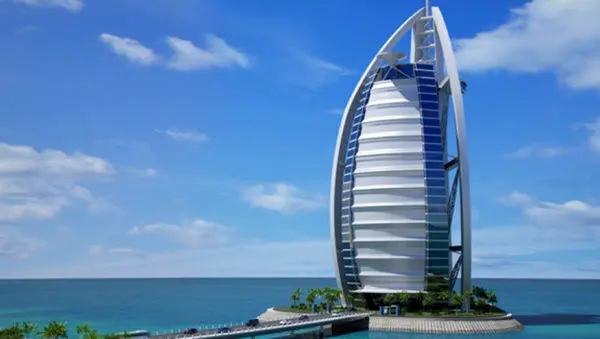 تزئین برج العرب با بنر جام ملت‌های آسیا (عکس)