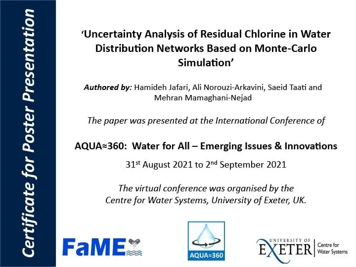 ارائه مقاله در کنفرانس بین المللی AQUA دانشگاه اکستر لندن

