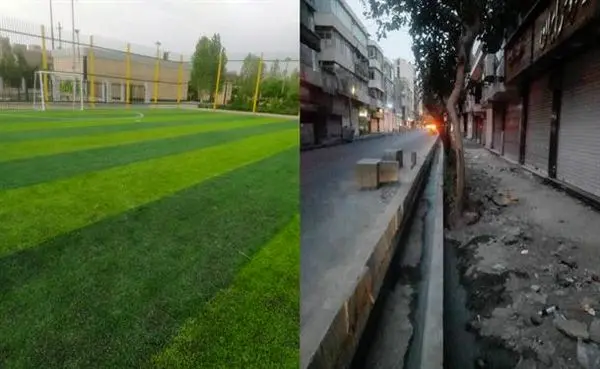 وضعیت بهسازی پیاده رو خیابان ولیعصر تا احداث چمن مصنوعی در بوستان رازی مورد بررسی قرارگرفت