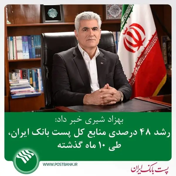 رشد ۴۸ درصدی منابع کل پست بانک ایران طی ده ماه گذشته