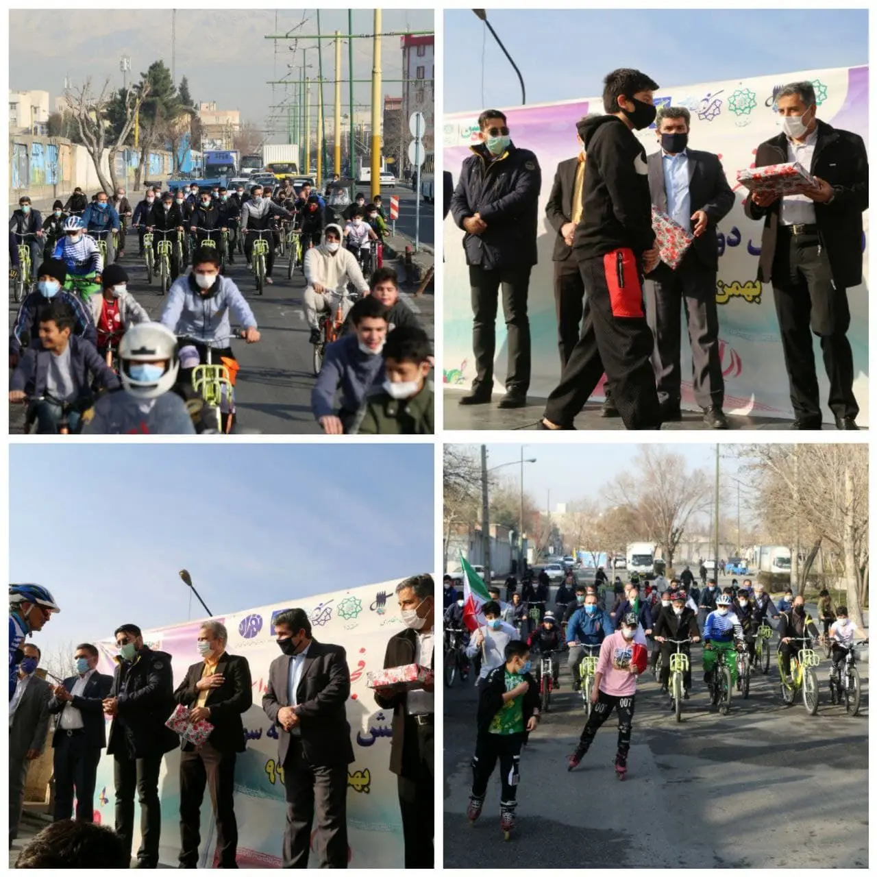 رکاب زنی‌ شهردار منطقه ۱۵ با دانش آموزان در آستانه سالروز پیروزی انقلاب اسلامی ‌