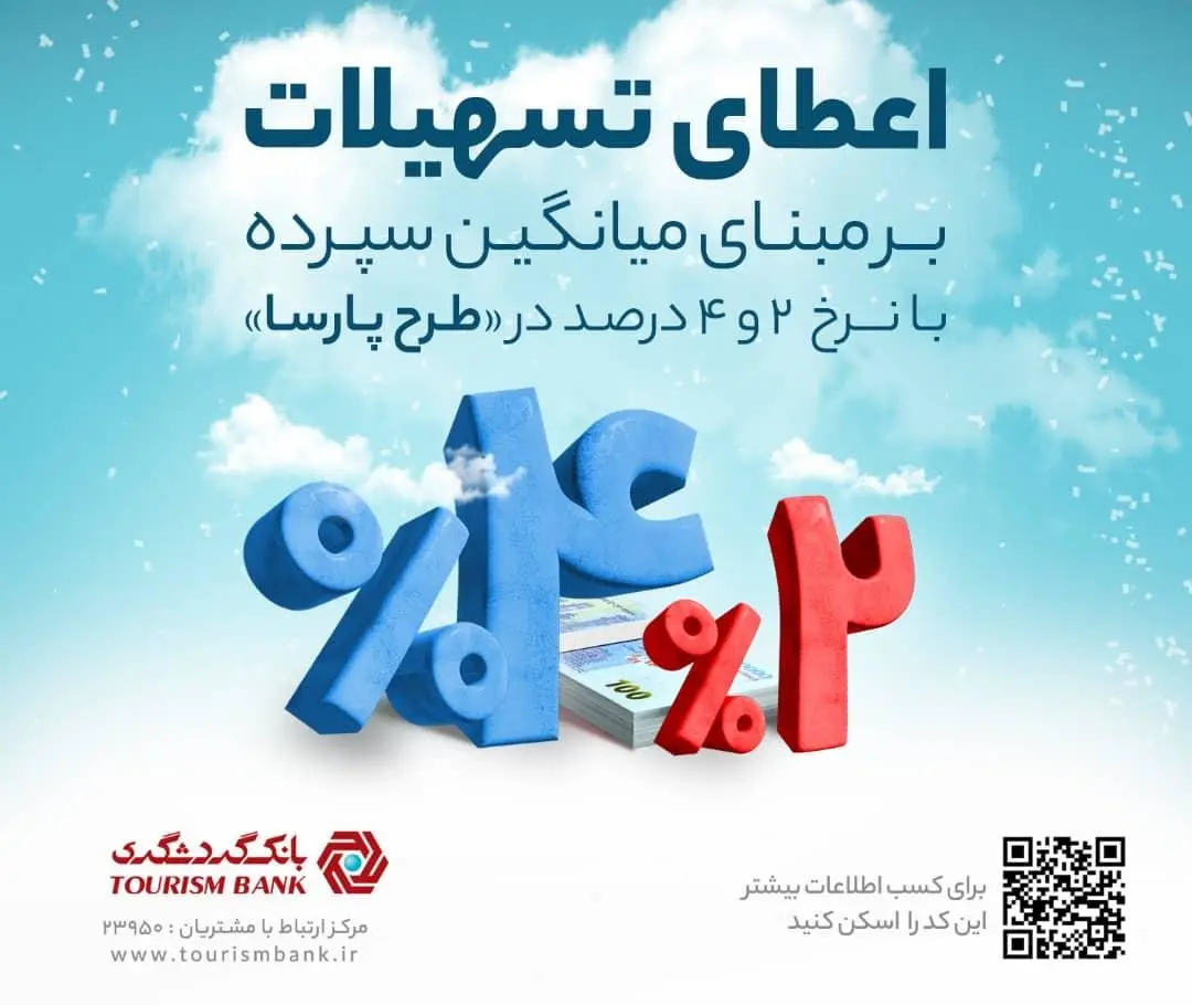 امکان اعطای تسهیلات ارزان 2 میلیارد ریالی به مشتریان حقیقی و حقوقی بانک گردشگری 

