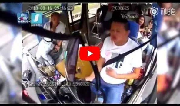 لحظه سقوط سنگ غولپیکر به داخل اتوبوس! +عکس