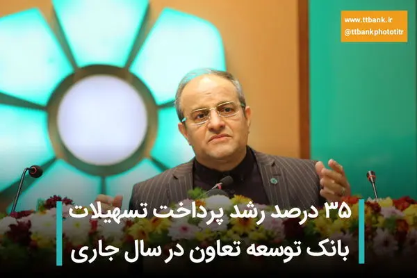 ۳۵ درصد رشد پرداخت تسهیلات بانک توسعه تعاون در سال جاری