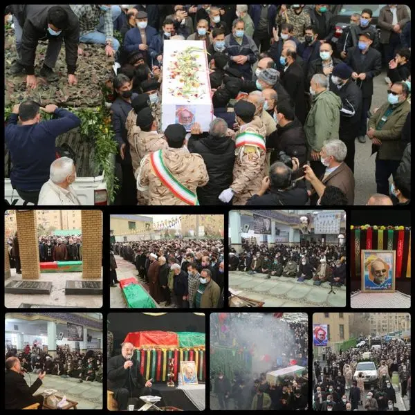 تشییع پیکر سردار شهید ایوب مطلب زاده از جانبازان ۷۰ درصد دفاع مقدس و شهید مدافع حرم بر دستان مردم قدرشناس منطقه ۱۵