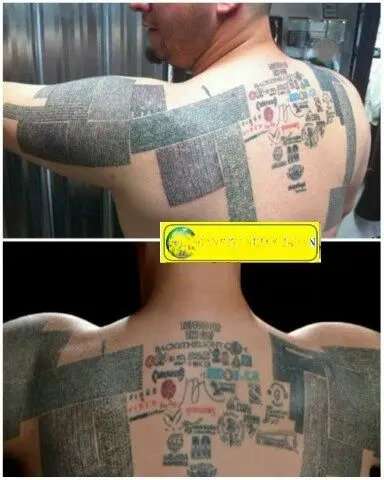 مردی که آدرس هزاران سایت اینترنتی را روی بدنش خالکوبی کرد!+عکس